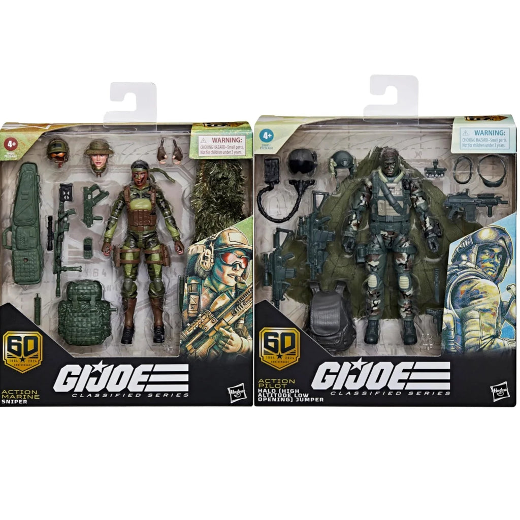 G.I. Joe Classified Series 60th Anniversary Action Pilot Halo High Altitude Low Opening Jumper Marine Sniper 6inch Action Figure