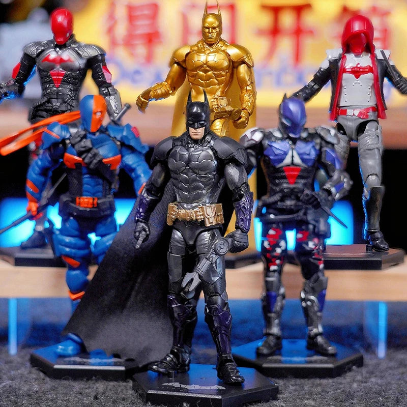 Batman Figure F5 Roundd Culture Batman Series Model Doll Arkham Knight Deathstroke Red Hood Desktop Model Toy Doll Festival Gift