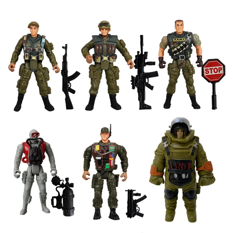 1:18 Army Men Soldier Police Fireman Explorer Hunter Action Figures Playset Military Terrorist SWAT Team Toys For Kid Boy Gifts