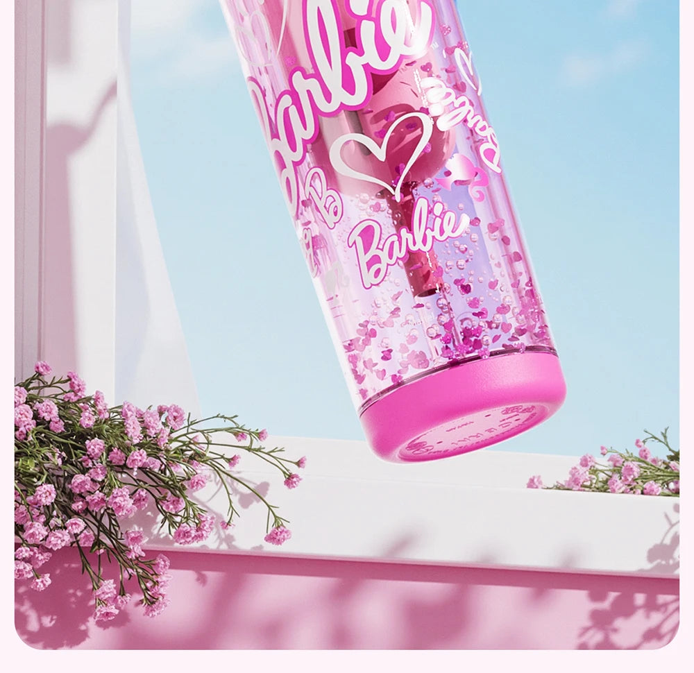 500ml/750ml Summer Barbie Transparent Cup Straw Bead Chain makeup Combo Portable Lightweight Drink Cup For School & Office Use