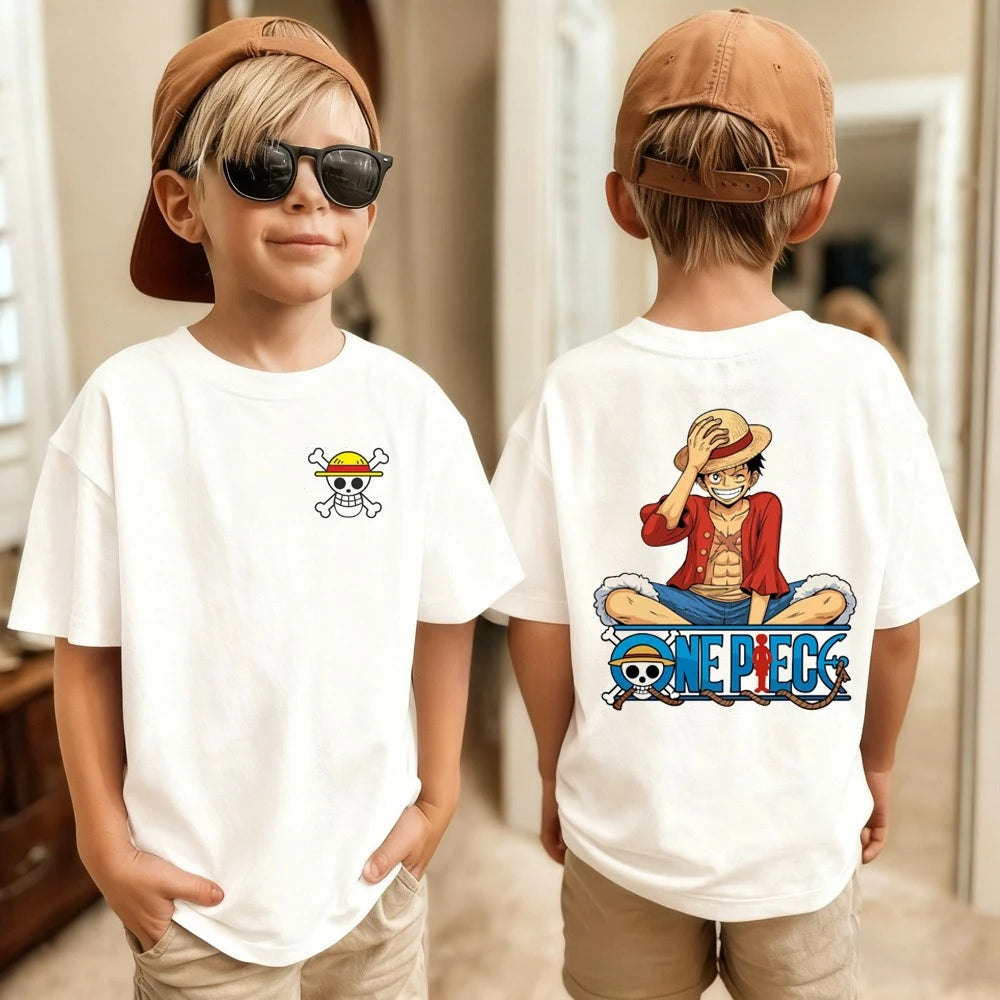 One Piece Japanese Anime Printed Men's T-Shirt Roronoa Zoro Children's Harajuku Short Sleeve Kids Luffy Cotton T-shirt Clothing