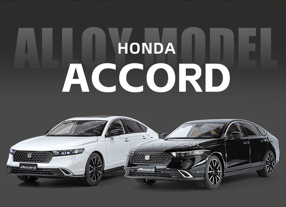 1:18 HONDA Accord Alloy Miniature Model Diecast Toy Door Opened Sound Light Pull Back Front Wheel Steering Classic Birthday Gift