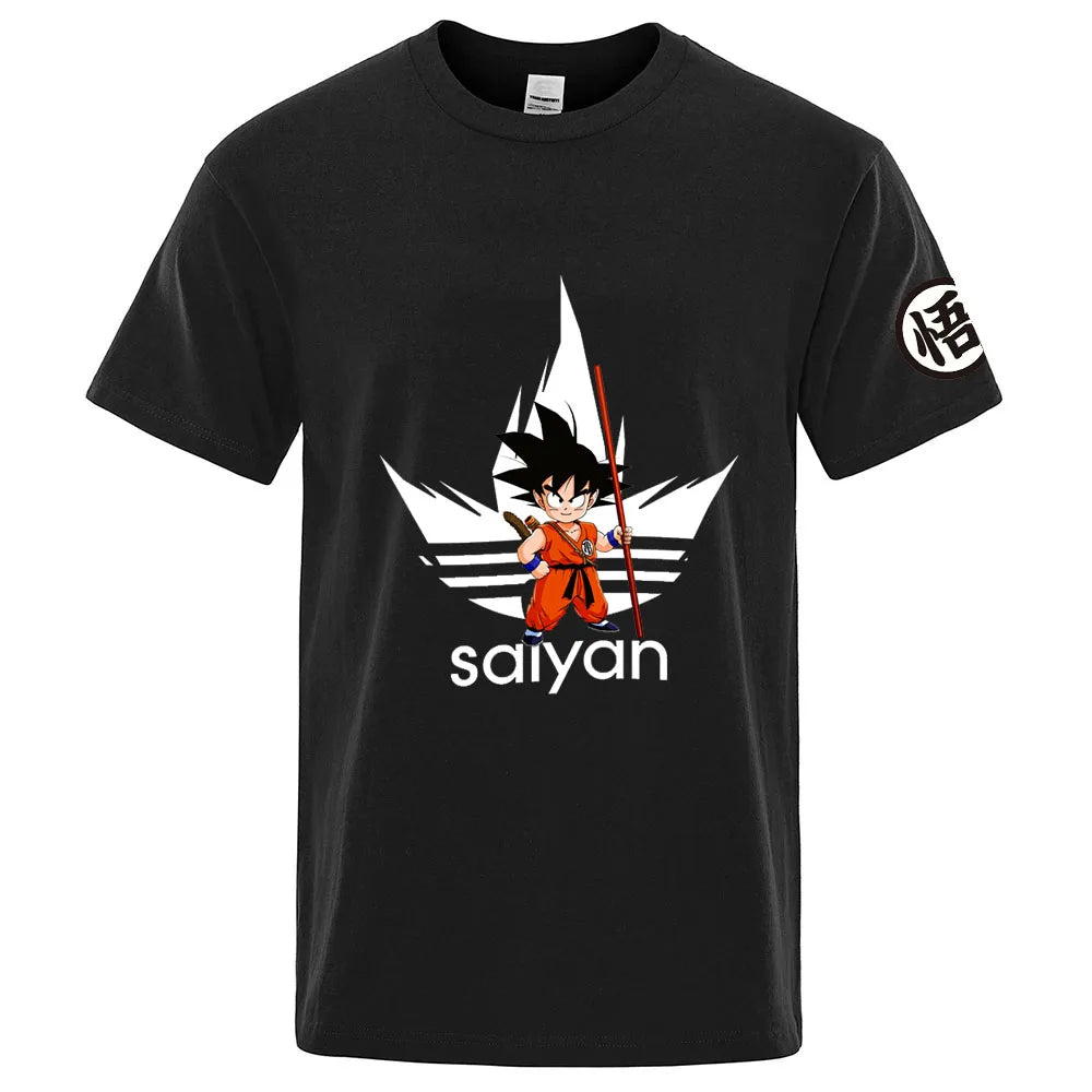2026 Dragon Ball Print Summer Men's New Goku Regular Short Sleeve Solid Color Thin Casual Cool Harajuku Breathable Tops