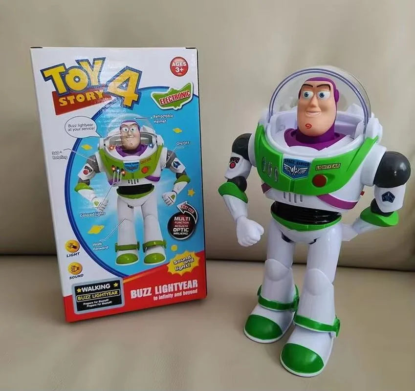 Disney Toy Story  Buzzlightyear Cartoon Figure Model Toys Pixar Electric Walking Light Robot Doll Action Doll Kids Birthday Gift
