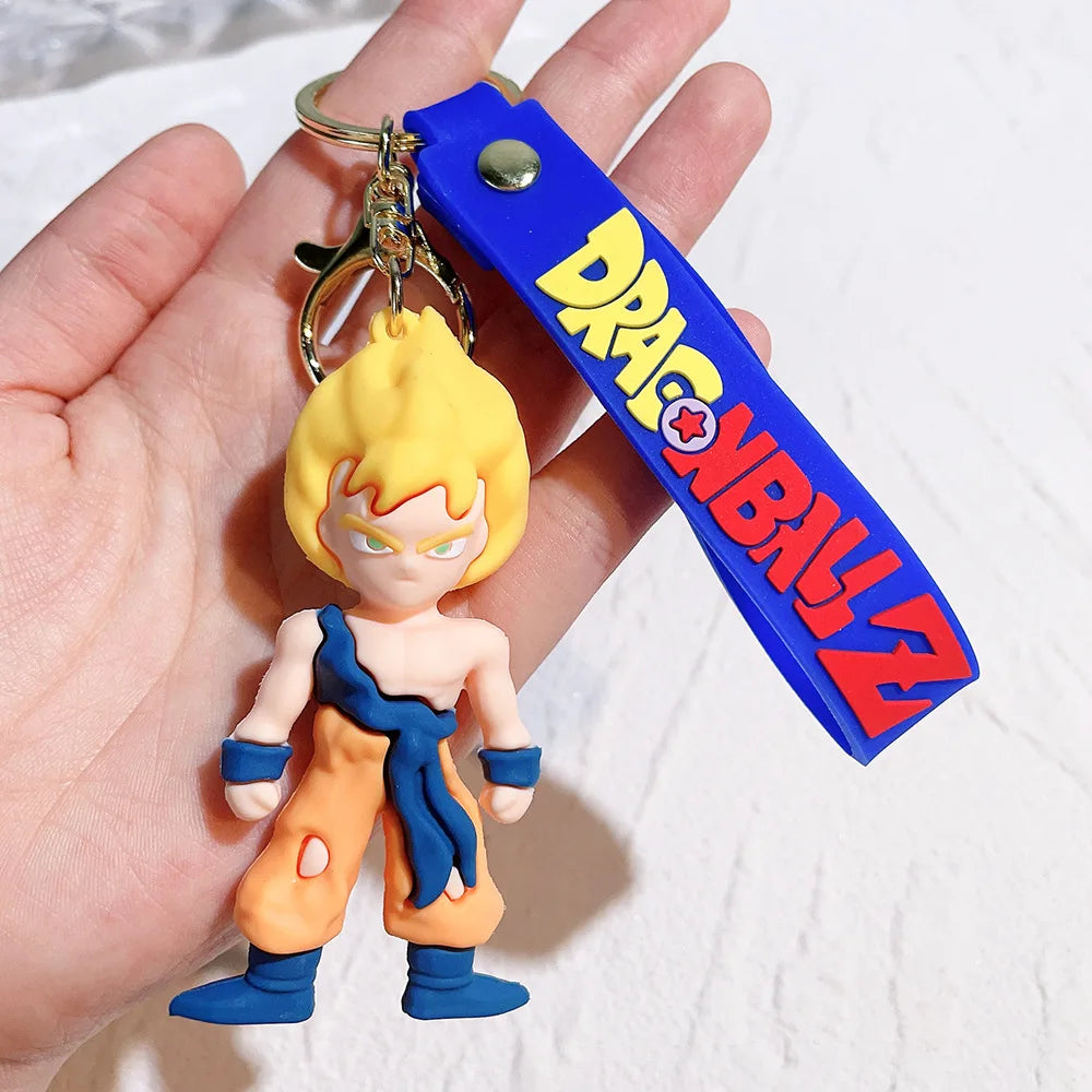 Anime Dragon Ball Keychain Fashion Jewelry Son Goku Vegeta Piccolo Action Figures Key Ring for Men Women Bags