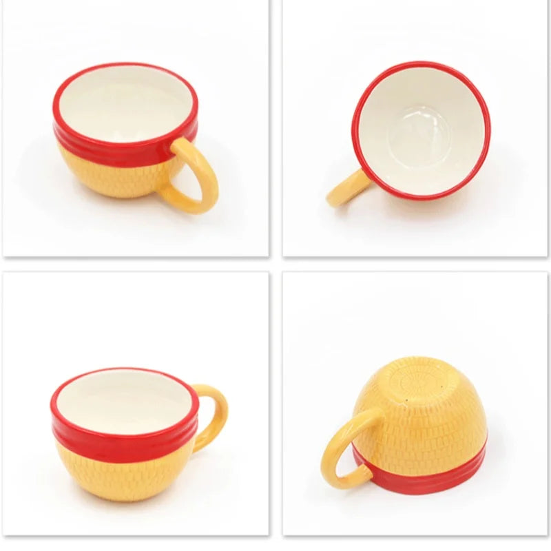 Anime One Piece Cosplay Ceramics Mug Water Cup Creative Luffy Ace Sabo Three Brothers Hat Shaped Coffee Milk Cup Ornament Gifts