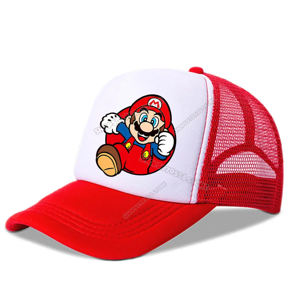 Super Marios Bros Baseball Cap Peach Princess Girl Cute Mesh Hat  Anime Kids Peak Cap Cartoon Boy Sunhat Men Women Lover Dad Hat