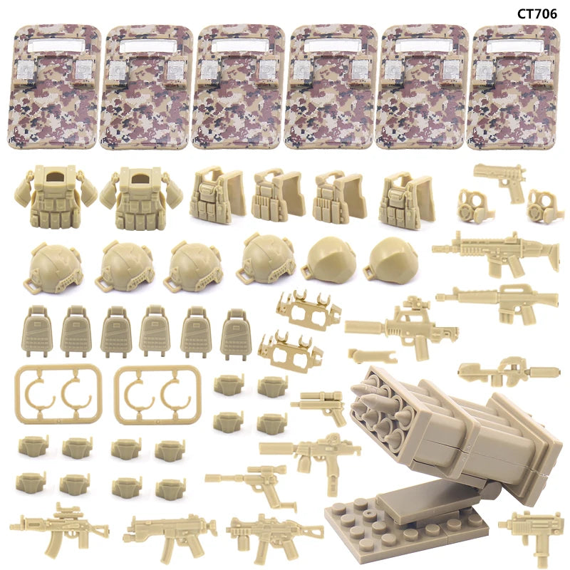Modern Police SWAT City Weapons Set US Military Toy Kit Soldier Pack Army Equipment Mini MOC Figures Building Block Toys for Boy