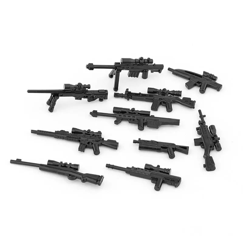 25/50/100Pcs Soldier Police Gangster WW2 Army Military Weapons SWAT Machine Gun Mortar Building Blocks Figure Model Brick Toy
