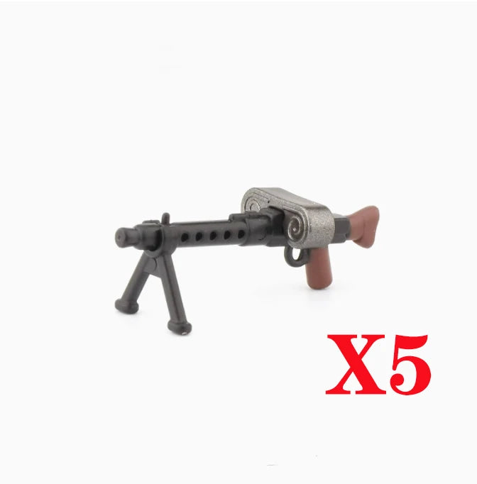 5/10 WW2 Soldier Weapons Building Block Two-color Printing Machine Rifle Submachine Sniper Guns Military Accessories Bricks C238