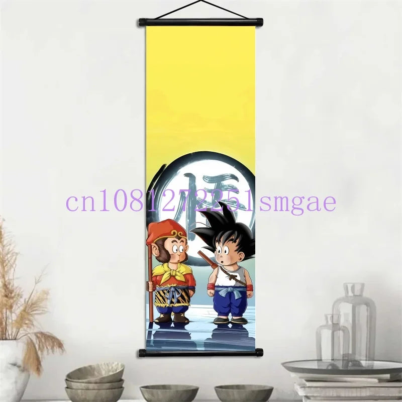 Dragon Ball Scrolls Picture Wall Art Goku Saiyan Hanging Painting Canvas Anime Poster Hot Blooded Home Decor Kawaii Kids Room
