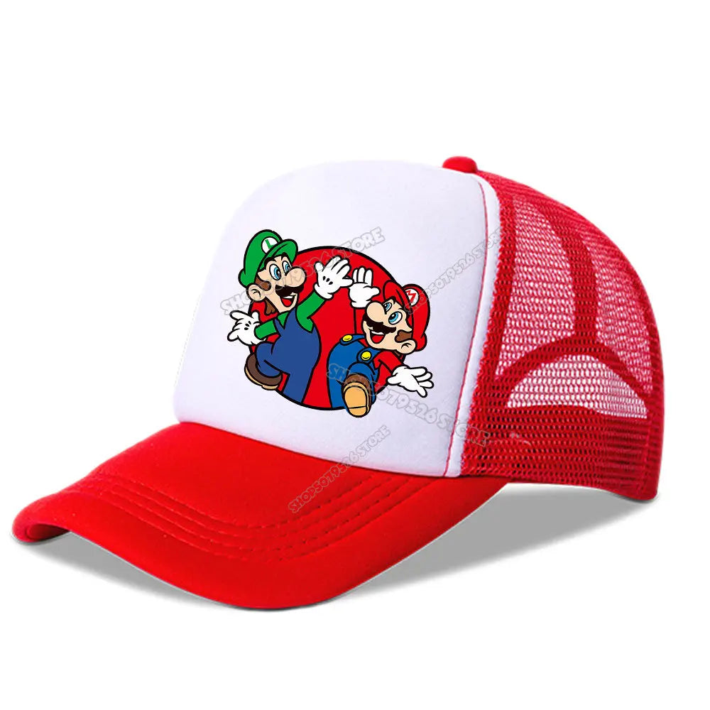 Super Marios Bros Baseball Cap Peach Princess Girl Cute Mesh Hat  Anime Kids Peak Cap Cartoon Boy Sunhat Men Women Lover Dad Hat