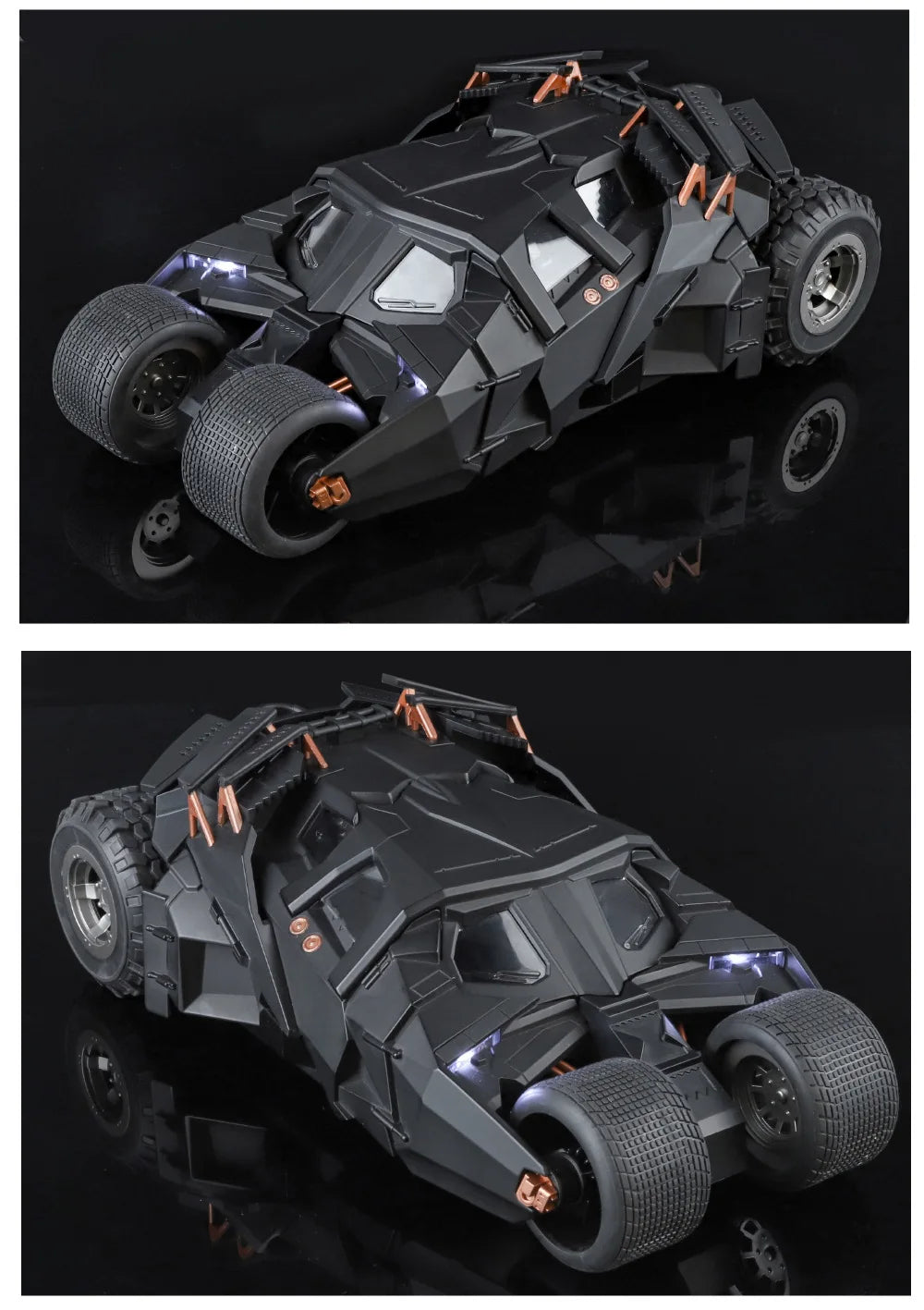 1:18 Cool Batmobile alloy model toys, exquisite desktop ornaments, cool sound and light spray, Christmas gifts