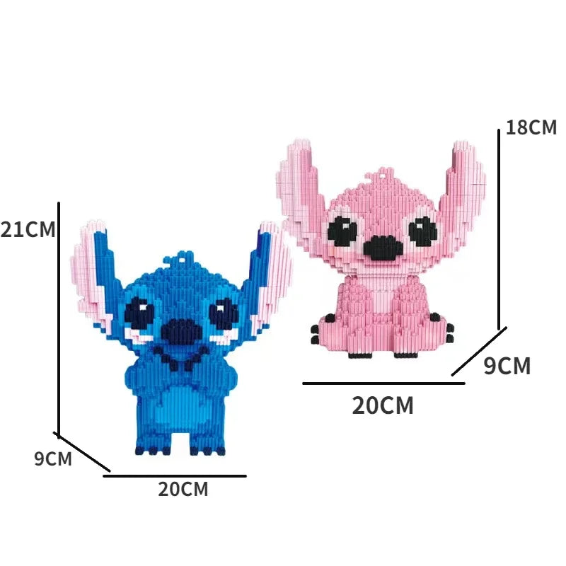 21CM Cute Stitch Building Block Toys Small Particle Bricks DIY 3D Model Assembly Children's Building Block Toys Birthday Gift