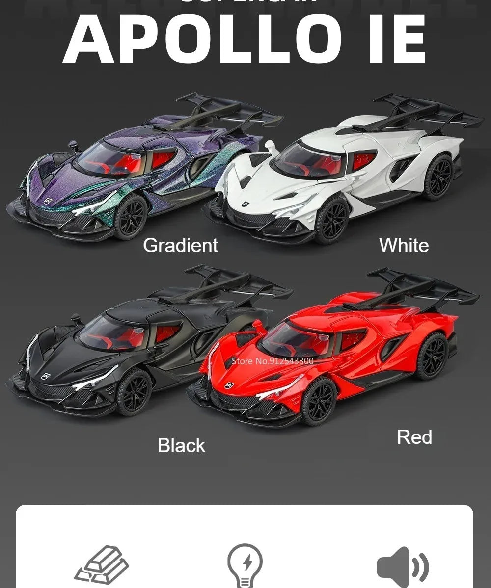 Scale 1:32 Apollo EVO IE Car Model Toy Metal Diecast Pull Back Super Cars Doors Opened Vehicle Models Best Gifts for Kids