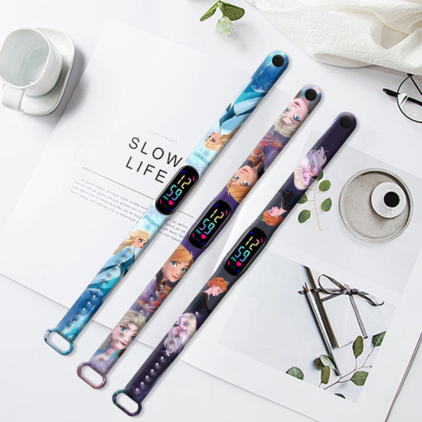 Disney Frozen Digital Kids' Watches Anime Figures LED Luminous Watch Touch Waterproof Electronic Sports Watch Kids Birthday Gift