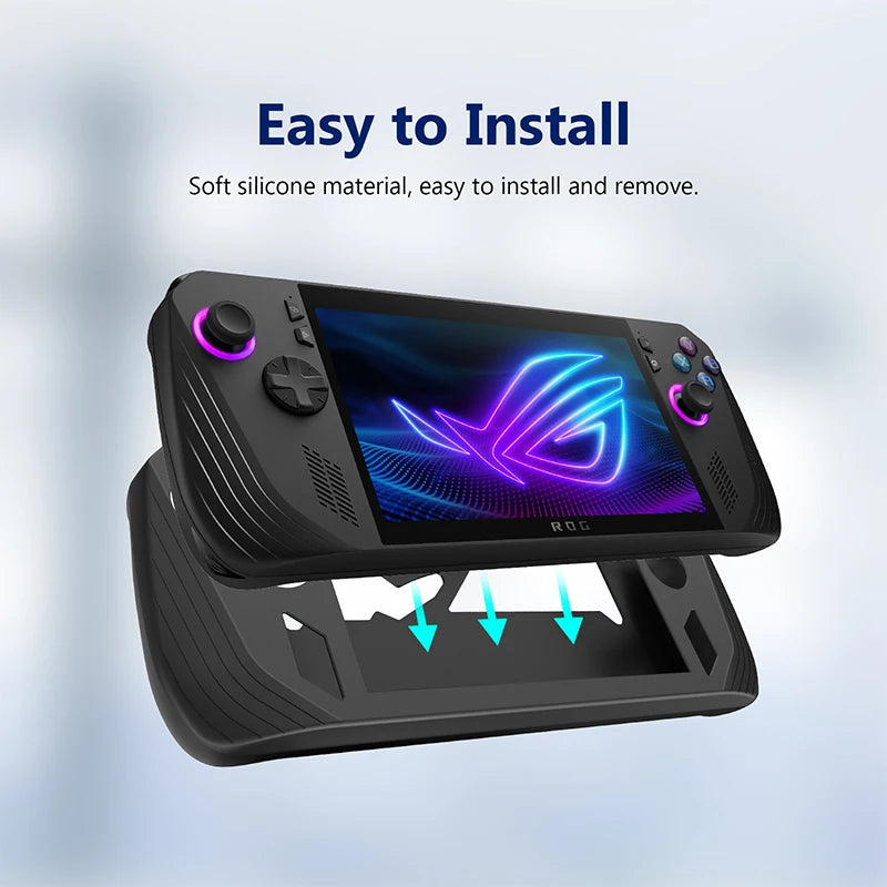 Silicone Protective Case Cover for ASUS ROG Ally X Game Console Anti-Scratch Dustproof Shell Sleeve Case with Cat Paw Rocker Cap