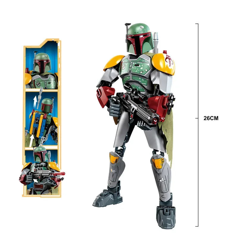 Space Wars Buildable Action Figures Kylo Ren Chewbacca Boba Jango Fett General Grievous Toys for Kids (KSZ605/617/326)