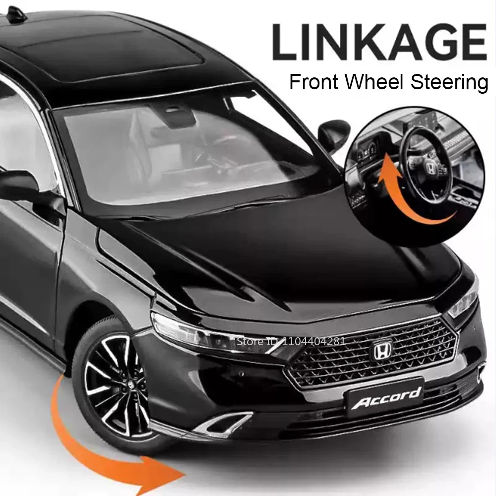 1:18 HONDA Accord Alloy Miniature Model Diecast Toy Door Opened Sound Light Pull Back Front Wheel Steering Classic Birthday Gift