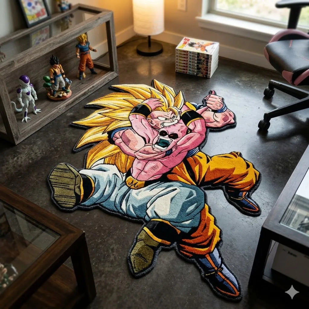 Anime Dragon Ball Z Goku VS Buu Irregular Area Rugs Children Birthday Gifts Home Bedroom Deco Door Kitchen Mats Living Room Rugs