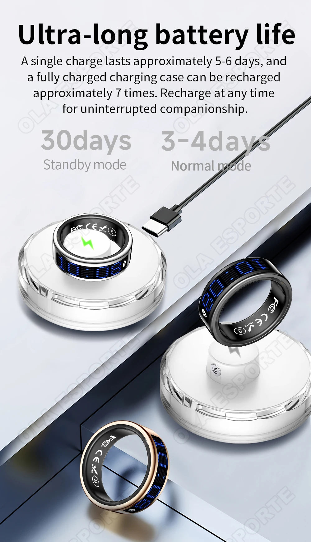 Call ID Reminder Smart Ring Display Screen and Touch,Tasbih Counter,Health Manager,5ATM Waterproof Multiple Sport Mode Men Women