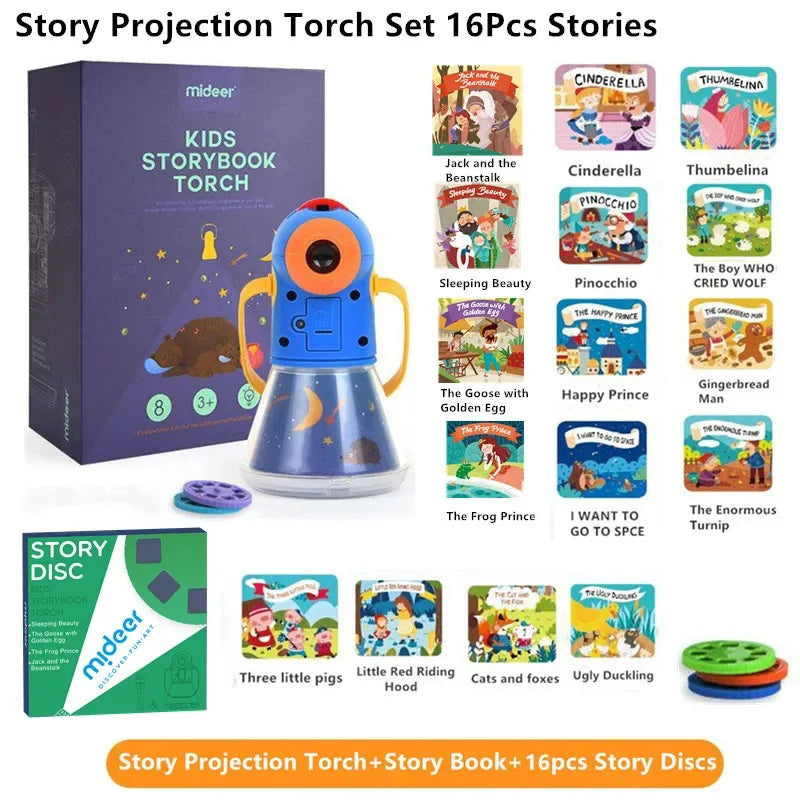 Story Projector With Night Light Flashlight Toy For Childen Sleeping Story Machine Luminous Toy Baby Early Learning Educational
