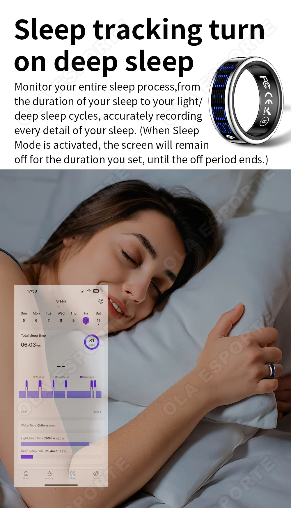 Call ID Reminder Smart Ring Display Screen and Touch,Tasbih Counter,Health Manager,5ATM Waterproof Multiple Sport Mode Men Women