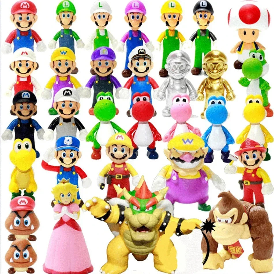 Super Mario Bros Cartoon Dolls Model Birthday Gift Anime Figures Luigi Yoshi Mario Creative Collectible Model Toys.*
