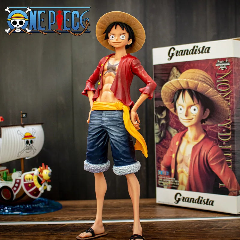 28cm  One Piece Anime Figure Confident Smiley Luffy Three Form Face Changing Doll Action Figurine Model Toys  Kits