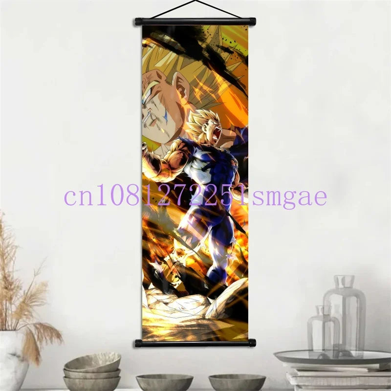Dragon Ball Scrolls Picture Wall Art Goku Saiyan Hanging Painting Canvas Anime Poster Hot Blooded Home Decor Kawaii Kids Room