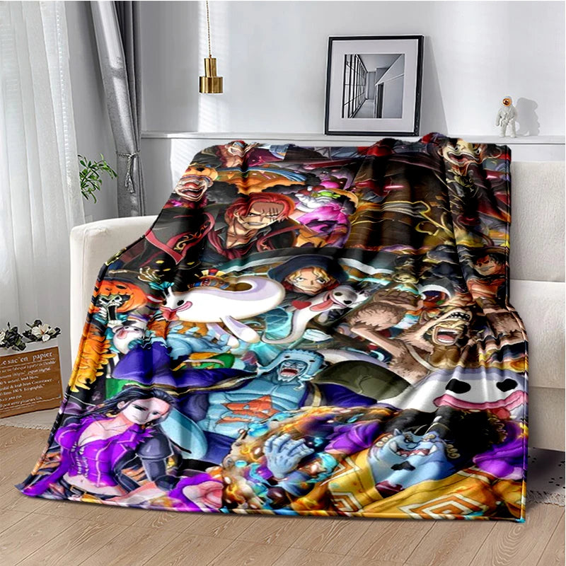 One Piece Luffy & Crew 2026 Flannel Blanket 3D Print Soft Warm Anime Characters Throw Blanket Lightweight Cozy Bedding for Fans
