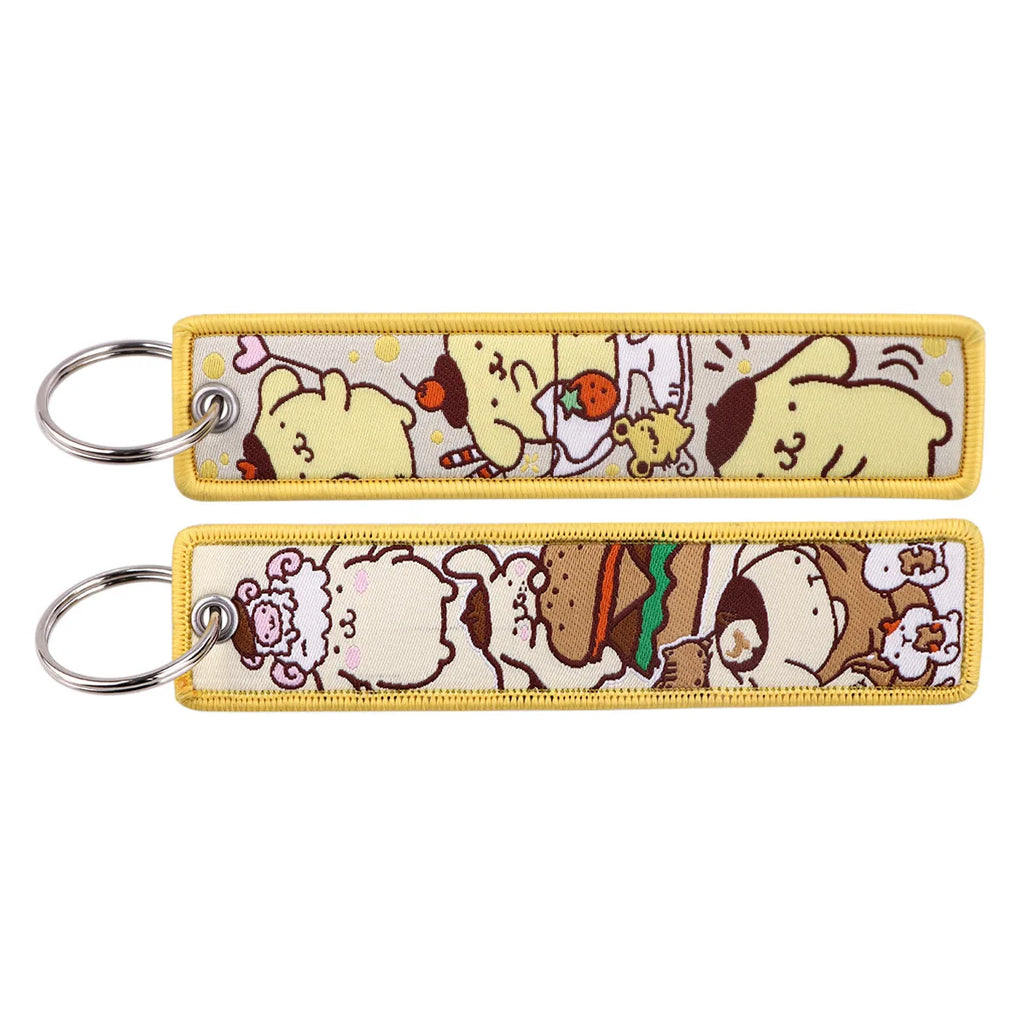 Sanrio Hello Kitty Melody Kuromi Embroidery KeyChain Key Tag Cars Backpack Chaveiro Keychain Keyring Accessories Toy Gift
