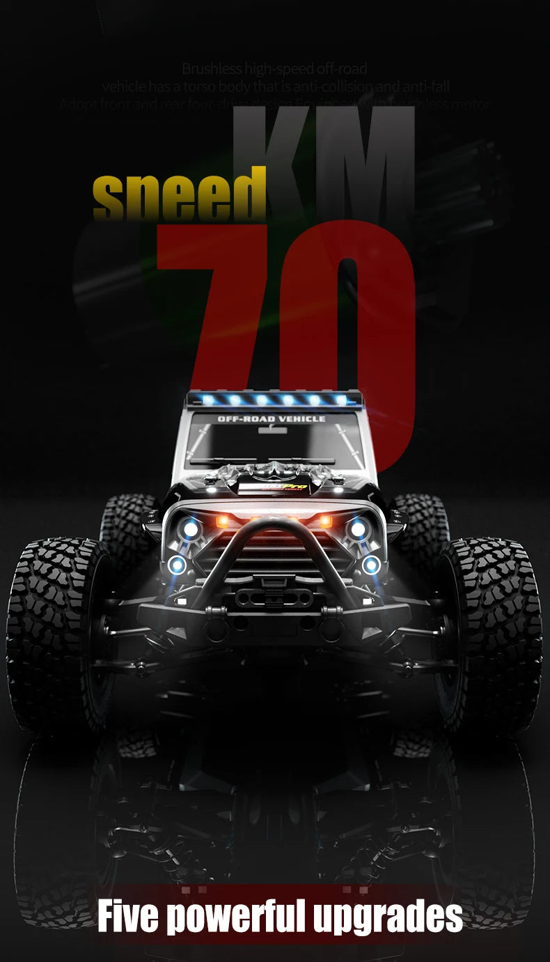Teeggi 16101 /16102 PRO 1:16 High Speed RC Car With LED Light Drift 70KM/H 4WD RC Off-Road Car Monster Truck Toy For Kid Gifts