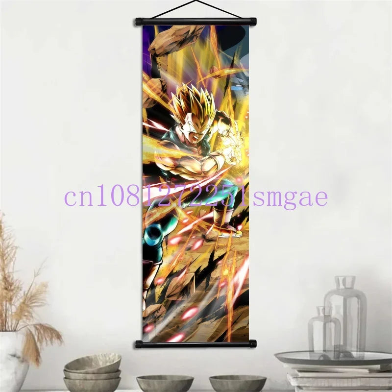 Dragon Ball Scrolls Picture Wall Art Goku Saiyan Hanging Painting Canvas Anime Poster Hot Blooded Home Decor Kawaii Kids Room