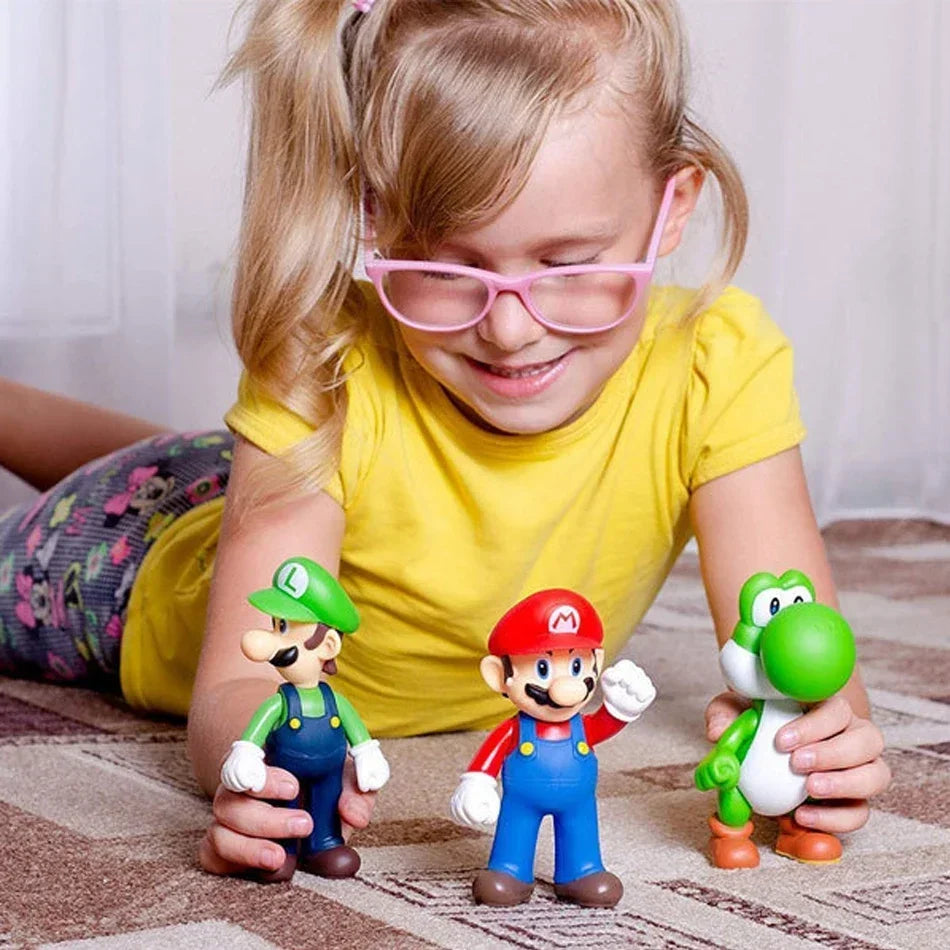 Super Mario Bros Cartoon Dolls Model Birthday Gift Anime Figures Luigi Yoshi Mario Creative Collectible Model Toys.*