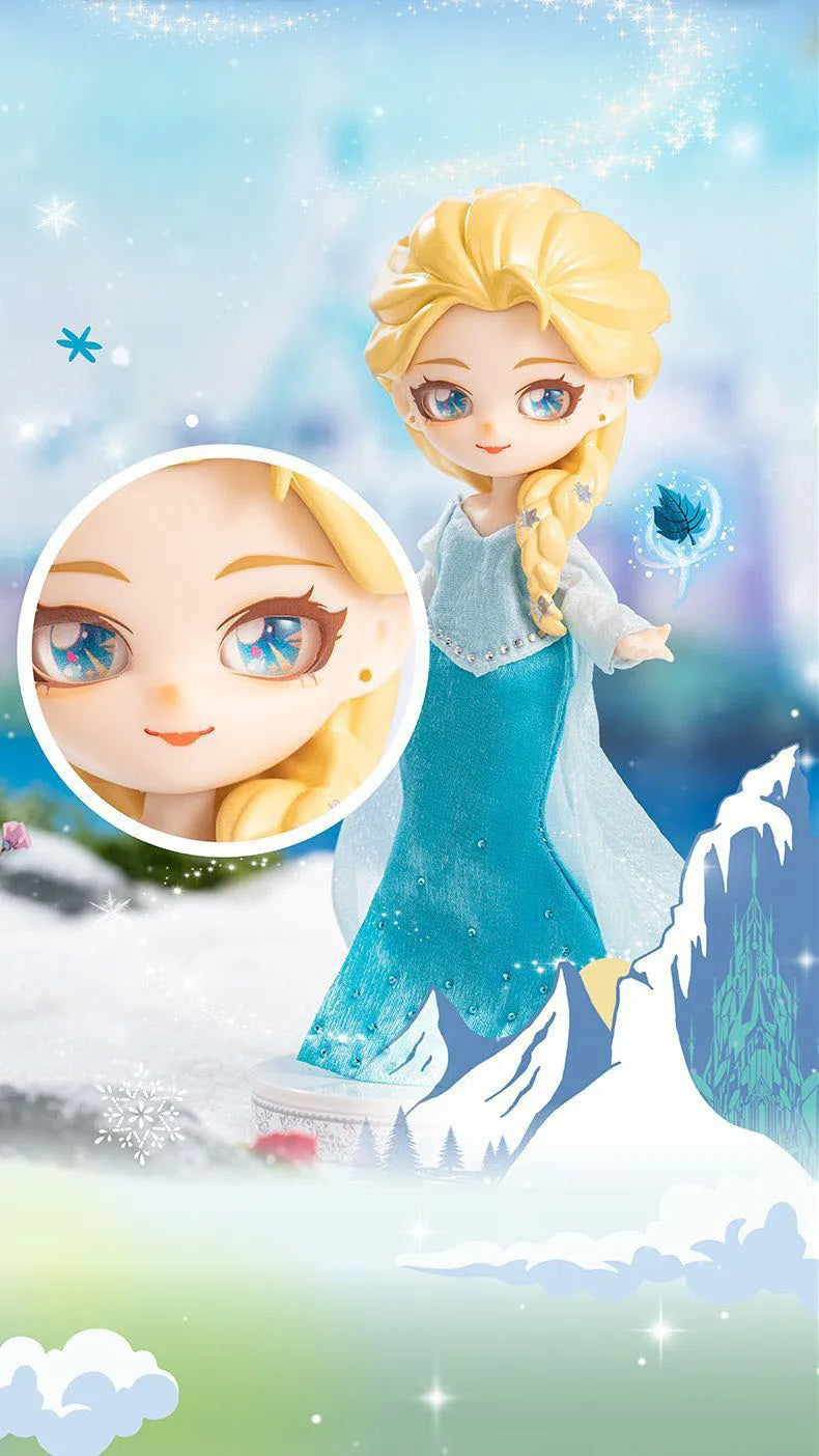 Disney Frozen Q Posket Action Figure Toys Cute Jointed Doll Elsa Snow White Belle Ariel Princess DIY Kids Girl Toy Birthday Gift