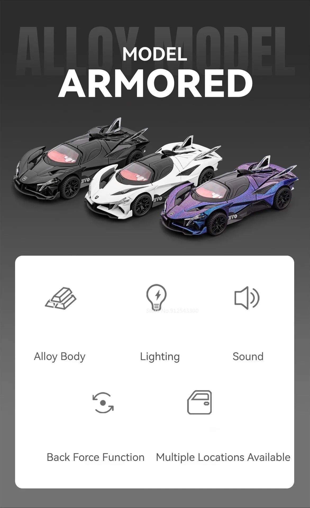 Scale 1:32 Apollo EVO IE Car Model Toy Metal Diecast Pull Back Super Cars Doors Opened Vehicle Models Best Gifts for Kids
