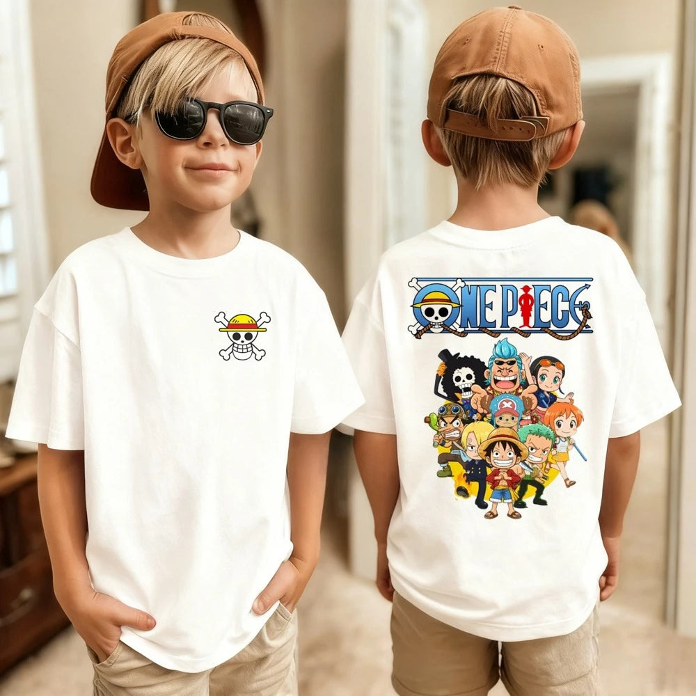 One Piece Japanese Anime Printed Men's T-Shirt Roronoa Zoro Children's Harajuku Short Sleeve Kids Luffy Cotton T-shirt Clothing