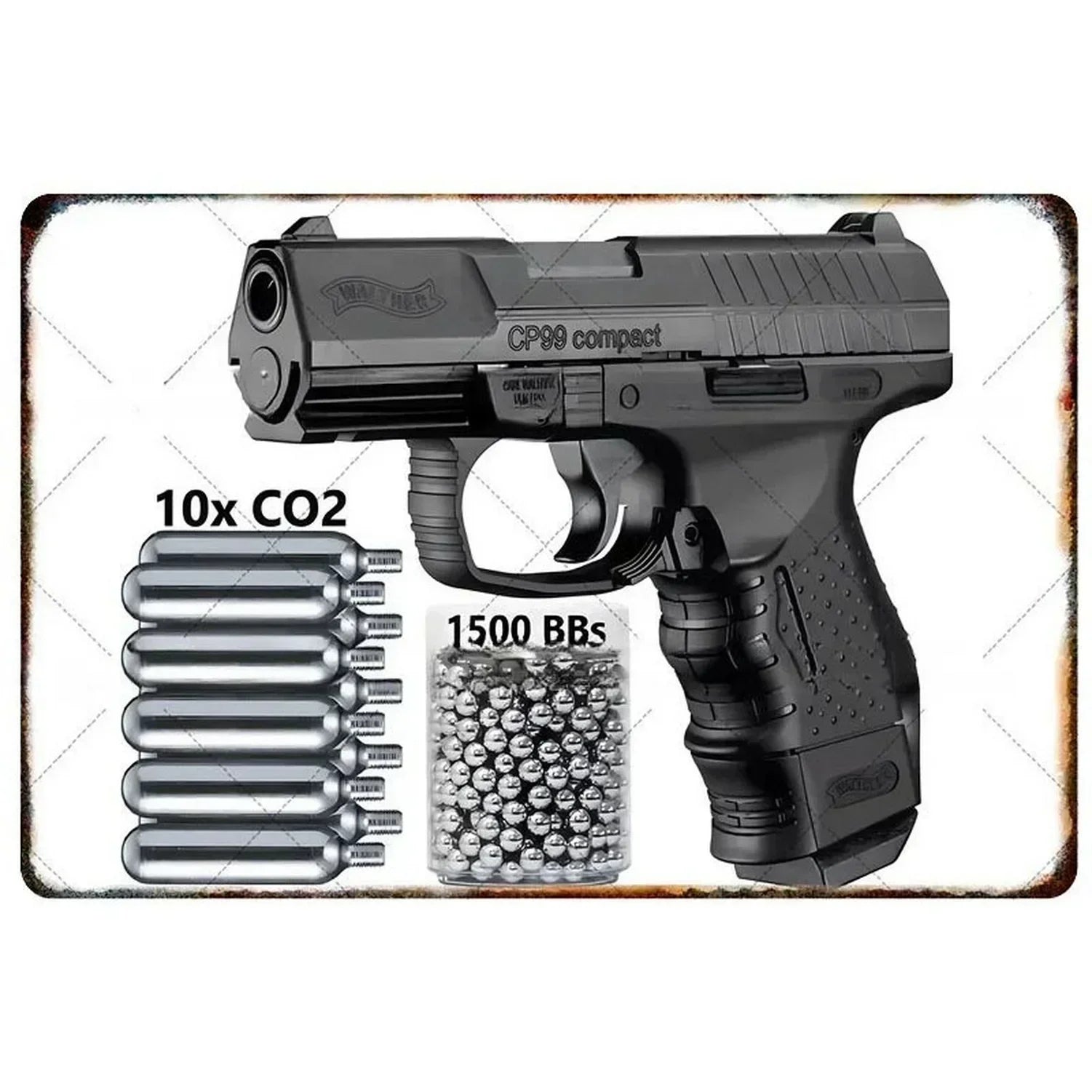 Pistol Metal Signs, Exuding Military Flair, Ideal As Wall Decoration in Man Cave, Home, Cafe, Garden, Club and Bar Settings.