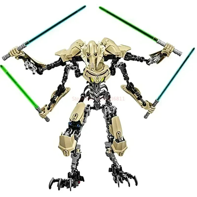 183pcs Ksz714 Star Action Figure Toy Anime General Robot Grievous With Lightsaber Hilt Combat Weapon Model Building Blocks Gifts