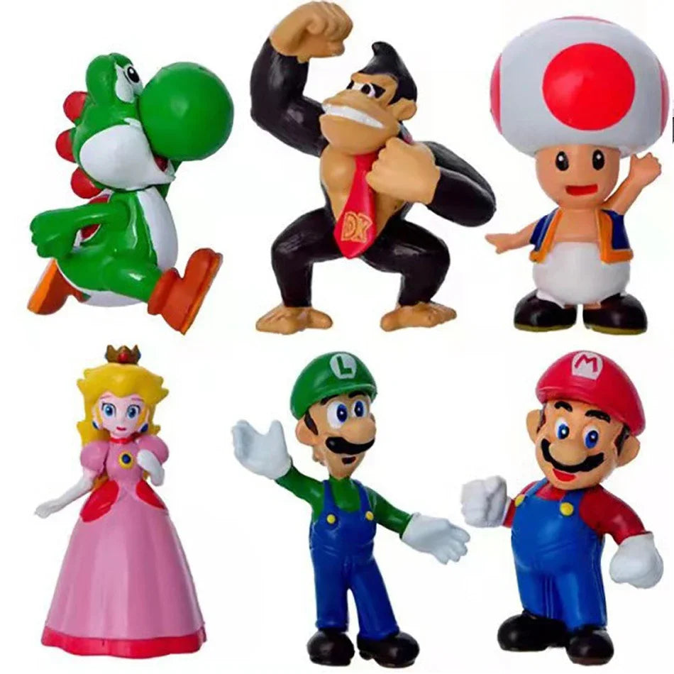 HOT 1-18pcs/set Super Mario Bros PVC Action Figure Toys Dolls Model Set Luigi Yoshi Donkey Kong Mushroom for birthday gift