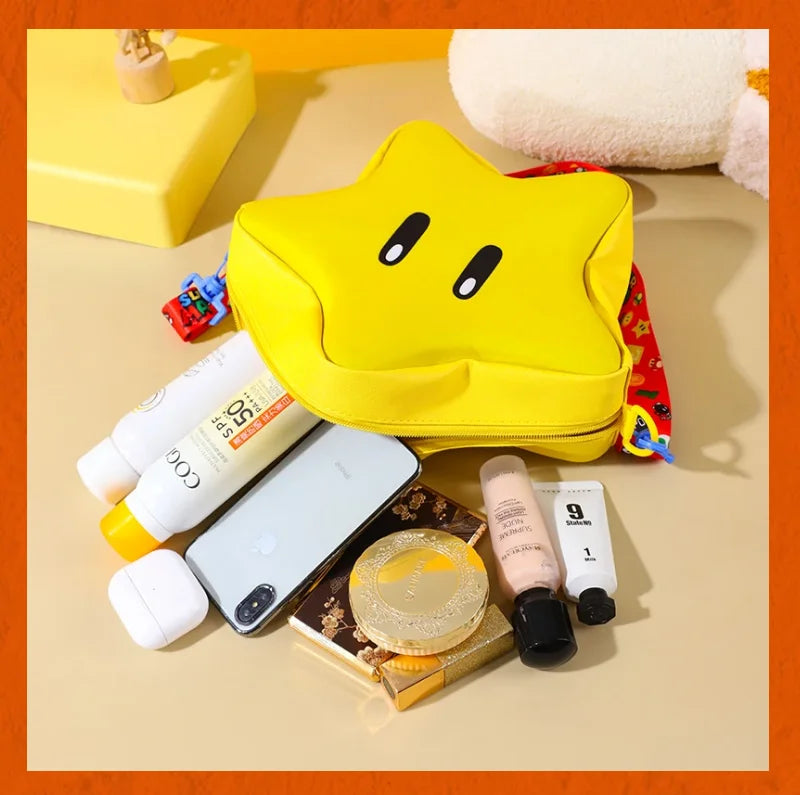 Super Mario Yellow Big Eye Star Backpack Girl Fashion Bag Student Crossbody Bag Anime Peripheral Backpack Birthday Gift