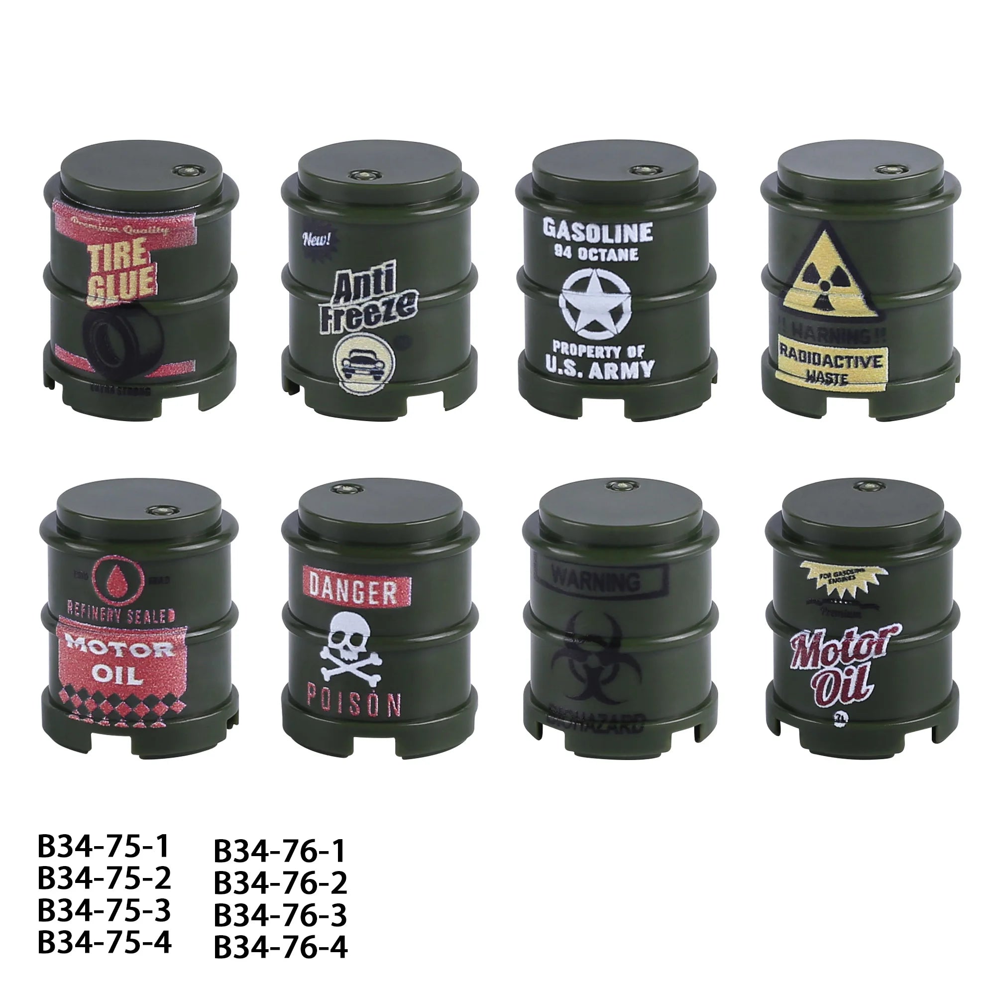 MOC WW2 Military Oil Drum Fuel Tank Printed Building Blocks Weapons Soldiers Accessories War Scene Accessories Bricks Toys Boys