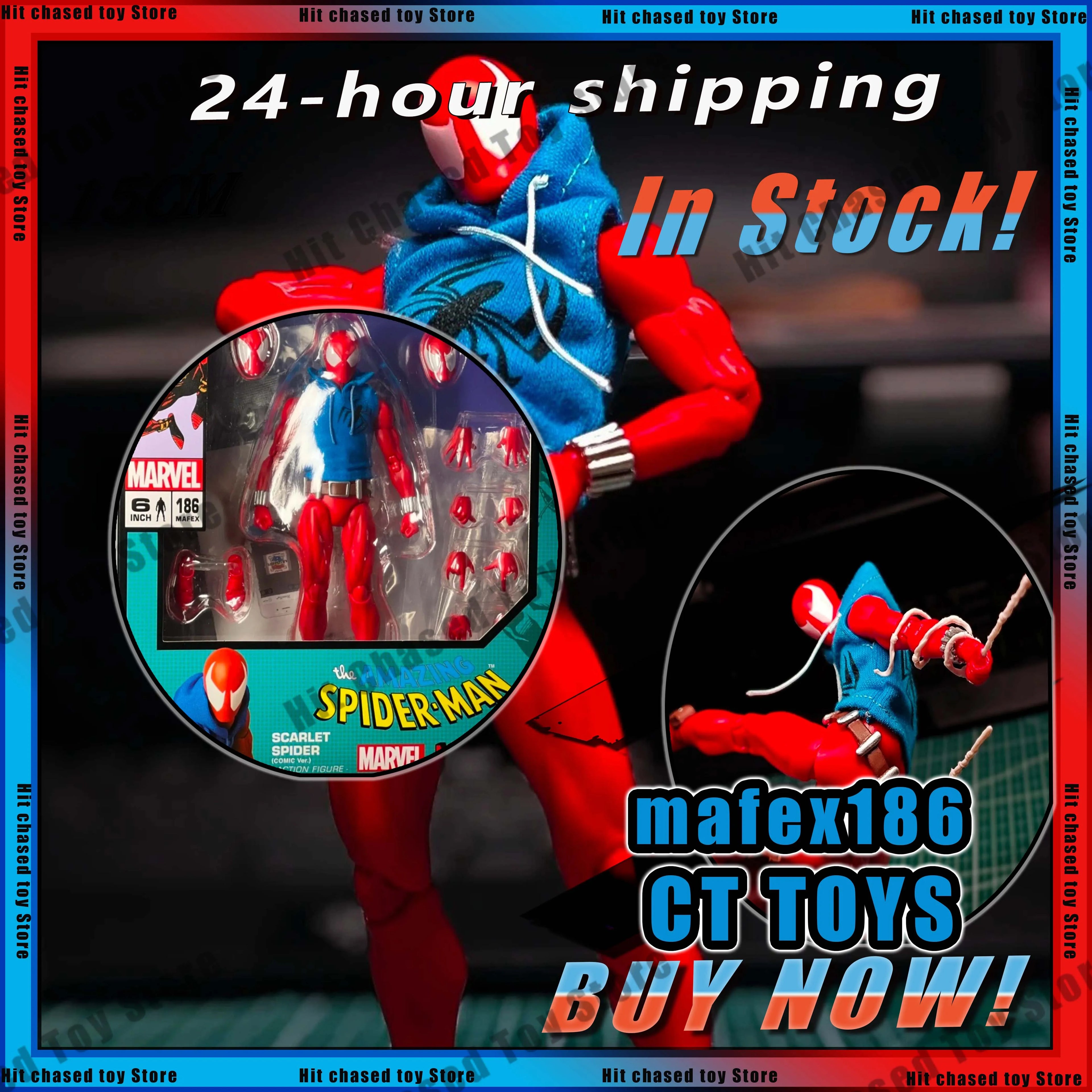 Ct Toys Anime Action Figure Figurine Scarlet Spider Spiderman Mafex 186 The Amazing Spider-Man Comic Version Gifts Toy