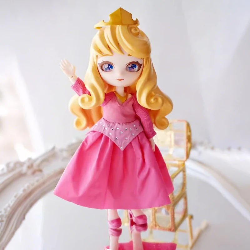 Disney Frozen Q Posket Action Figure Toys Cute Jointed Doll Elsa Snow White Belle Ariel Princess DIY Kids Girl Toy Birthday Gift