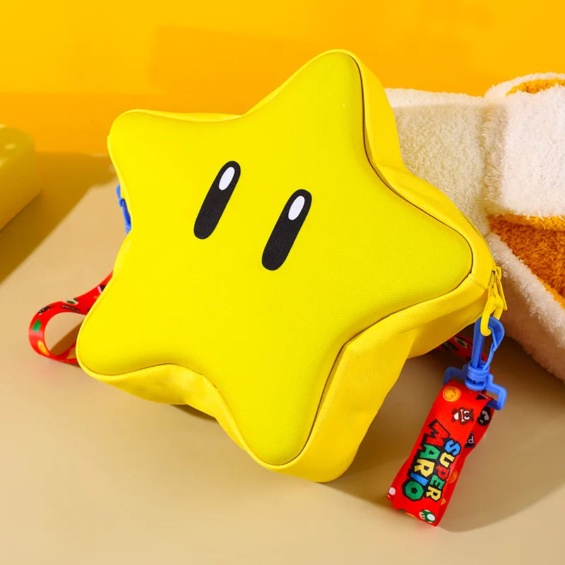 Super Mario Yellow Big Eye Star Backpack Girl Fashion Bag Student Crossbody Bag Anime Peripheral Backpack Birthday Gift