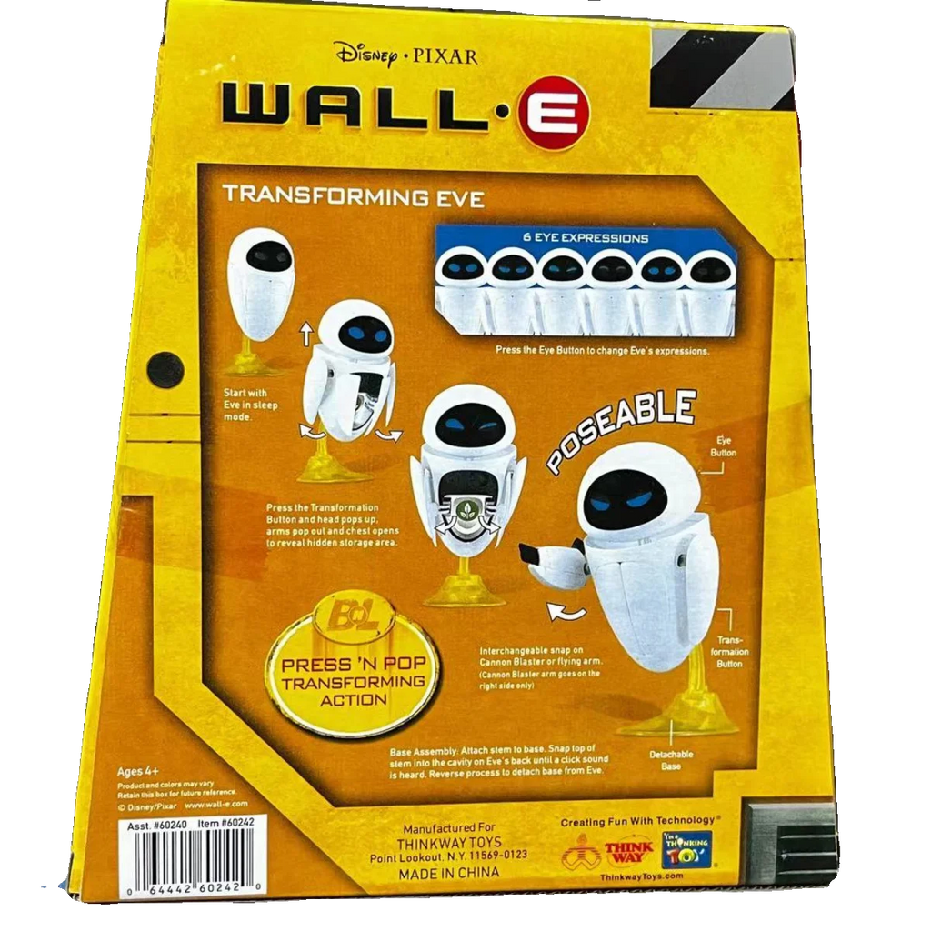 Disney Original Thinkway Toys WALL E Transforming EVE Robot Action Figure Model Toy Kid Christmas Gift for Children Collection